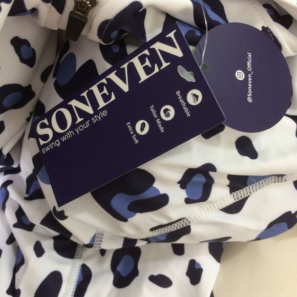 NEW Soneven Womens Swim Shirt Zip Front Ruffle Sleeve Blue Leopard Print 2XL NWT - Picture 6 of 8